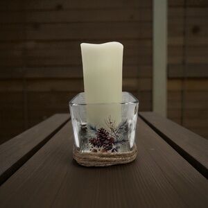 Decorative Glass Candle Holder with‎ Holiday Outdoor Scene, Set of Two, 4 inch